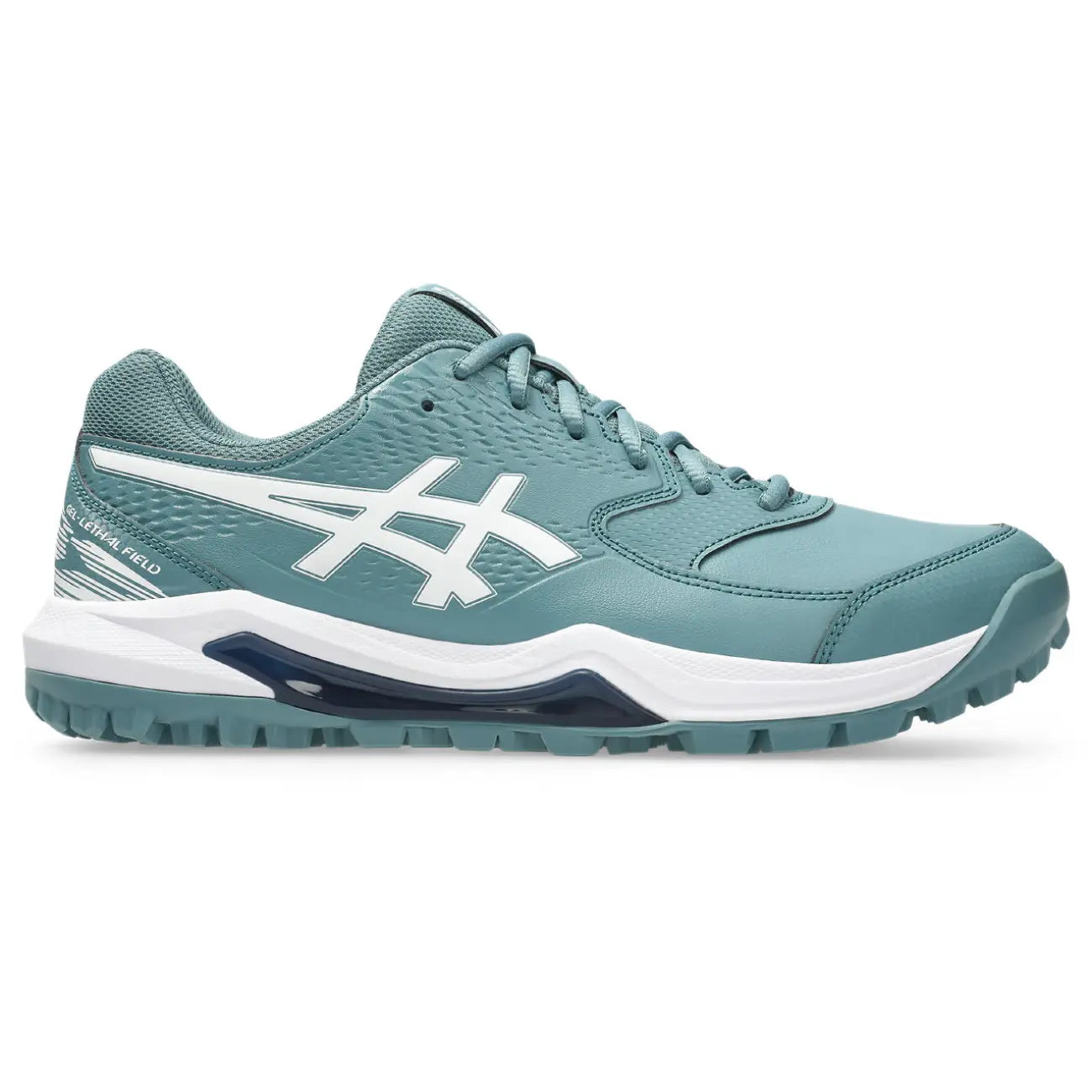 Asics GEL-Lethal Field 2 hockeyschoen Foggy Teal/White, zijaanzicht rechts